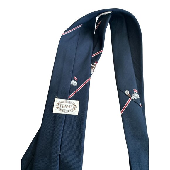 FRAME Vintage Navy Blue Canadian Inuit Igloo Striped Tie - Picture 4 of 7